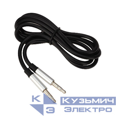 Кабель аудио AUX 3.5мм шнур плоский 1м черн. Rexant 18-4000