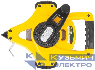 Рулетка геодезическая 50м стальная лента открытый пластик. корпус ускоренная перемотка прорезиненный ручка FIT 17805