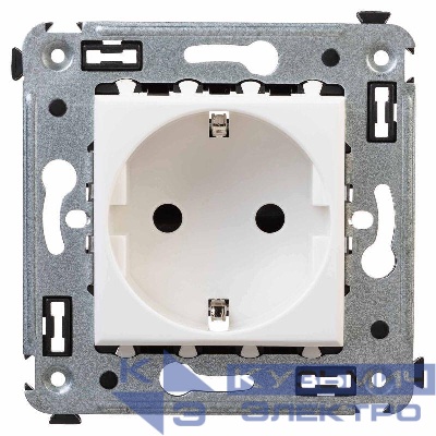 Розетка 1-м СП 2мод. Avanti "Белое облако" 16А IP20 2P+E защ. шторки бел. DKC 4400003