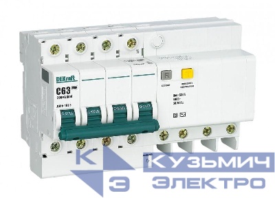 Выключатель автоматический дифференциального тока 4п 63А 300мА ДИФ-101 S селект. со встроен. защит. от сверхтоков DEKraft 15319DEK