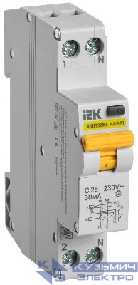 Выключатель автоматический дифференциального тока C 25А 30мА тип A АВДТ32ML KARAT IEK MVD12-1-025-C-030-A