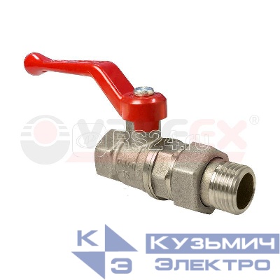 Кран шаровой латунный с американкой никел. покрытие ВН/НР ручка-рычаг 1/2дюйм (56/14) VALFEX VF.225.NR1.012