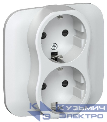 Розетка 2-м СП FLITE РСш12-1-А-ФлЖ 16А с заземл. с защ. шторками безвинтовое крепление в сборе механизм жемчуж. IEK FI-R24A-16-1-K36