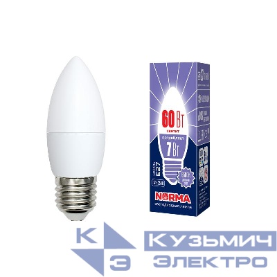 Лампа светодиодная LED-C37-7W/DW/E27/FR/NR Norma 7Вт матовая E27 (упак. картон) Volpe UL-00003797