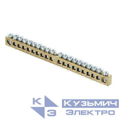 Шина PEN "ноль-земля" 6х9 20 отвер. латунь крепеж по центру розн. стикер PROxima EKF sn0-63-20-r