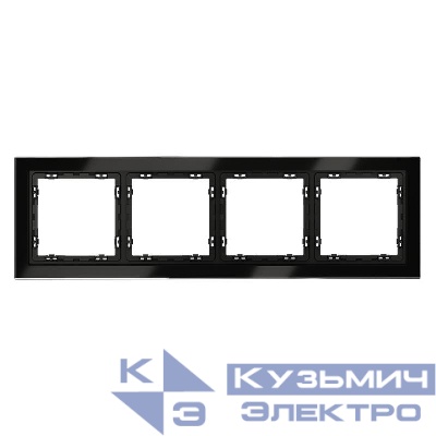 Рамка 4-м S70 стеклян. черн. Voltum VLS110408