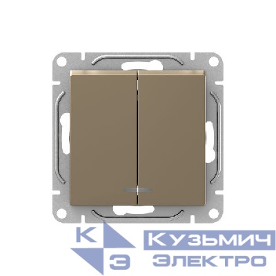 Выключатель 2-кл. СП Эпика с подсветкой механизм шампань EKF UP1-SWC-24