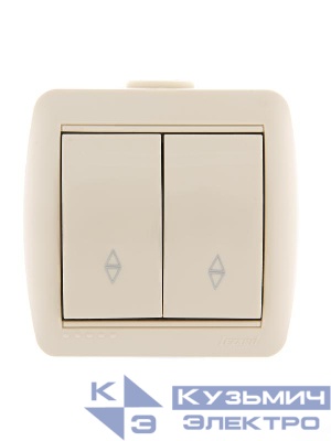 Переключатель проходной 2-кл. ОП Nata 10А крем. LEZARD 710-0300-106