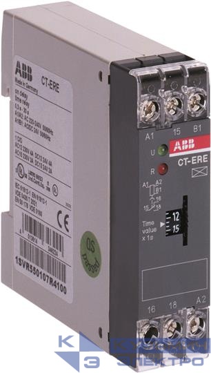 Реле времени CT-ERE (задержка на включ.) 24В AC/DC, 220-240В AC (временной диапазон 0.1..10с.) 1ПК 1SVR550107R1100