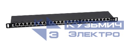 Патч-панель 19дюйм 0.5U 24 порта RJ45 кат.6а полностью экранир. Dual IDC высокой плотности Cabeus 9652c