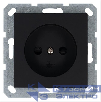 Розетка 1-м 16А IP20 без заземл. защ. шторки механизм черн. матов. soft touch Jasmart G5503PB