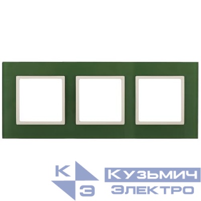 Рамка 3-м 14-5103-27 стекло Elegance зел.+сл. кость ЭРА Б0034517