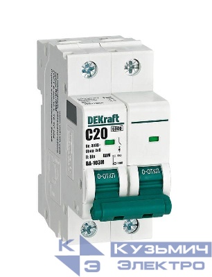 Выключатель автоматический модульный 2п C 20А 6кА ВА-103M без теплозащиты DEKraft 12512DEK