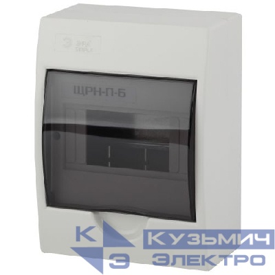 Бокс навесной ЩРН-П-6 6мод. IP41 пластик SIMPLE NO-box_simple-plastic_6_surface BOXS06 Эра Б0041522