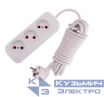 Удлинитель 3х5м без заземл. 10А IP20 Lila LEZARD 720-0305-303