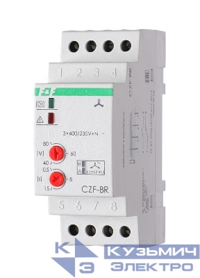 Реле контроля фаз CZF-BR (3х400/230+N 8А 1перекл. IP20 монтаж на DIN-рейке) F&F EA04.001.003