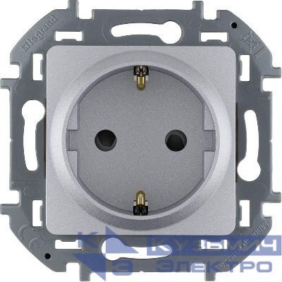 Розетка 1-м СП Inspiria 16А IP20 250В 2P+E защ. шторки немецк. стандарт механизм алюм. Leg 673732