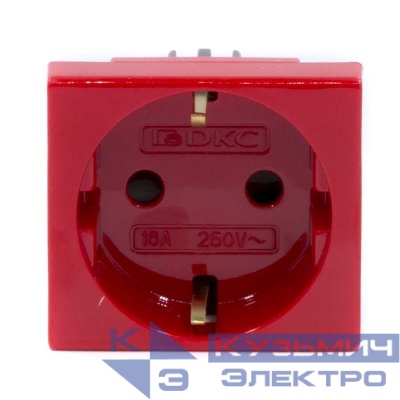 Розетка 1-м 2мод. Viva 16А IP20 2P+E с заземл. защ. шторки красн. DKC 45015