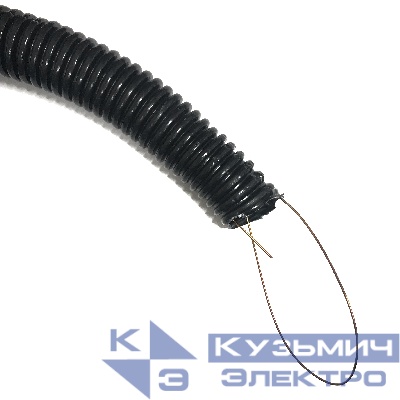 Труба гофрированная, ПНД, легкая, с зондом, d16 мм, черная, 100м "С"