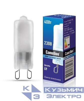 Лампа галогенная 40Вт капсульная матовая G9 3000К 240В Camelion 5556