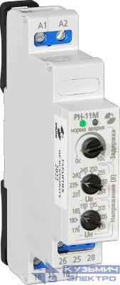 Реле контроля напряжения РН-11М 220В 50Гц контроль однофазной сети по верхнему и нижнему порогам срабатывание с выдержкой времени 0.1...10с ток контактов исполнительного реле 8А 2п УХЛ4 Реле и Автоматика A8223-80108318