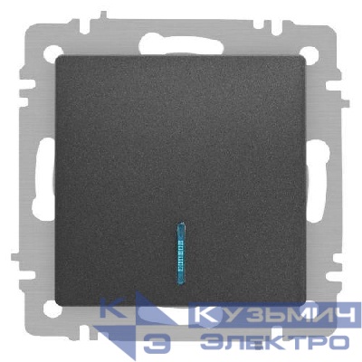 Выключатель 1-кл. СП Accent 6-102-07 10А IP20 250В с подсветкой AL/CU графит Intro Б0063434