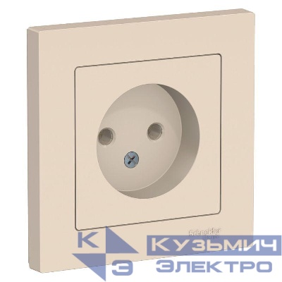Розетка 1-м СП AtlasDesign 16А IP20 без заземл. в сборе беж. SE ATN000240