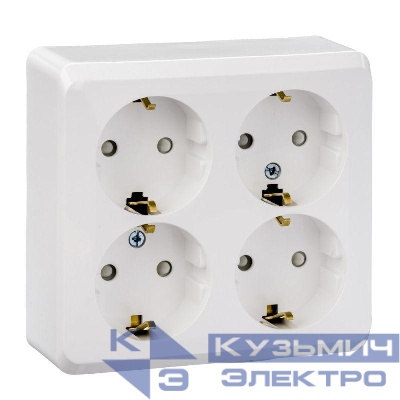 Розетка 4-м ОП Этюд 16А 250В с заземл. защ. шторки бел. SE PA16-208B