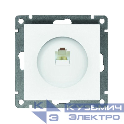 Розетка компьютерная 1-м СП Афина RJ45 кат.5E механизм бел. Universal A0051