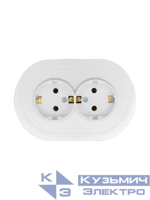Розетка 2-м СП OSEN с заземл. ПБТ круглая механизм бел. LEZARD 744-0200-127B