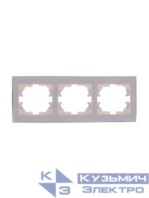 Рамка 3-м Rain горизонт. с хром. боковой вставкой бел. LEZARD 703-0225-148