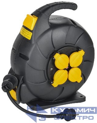 Удлинитель на катушке TWIST 4х15м с заземл. с крышк. автосмотка 16А IP44 КГ 3х1.5 IEK TW-KP27-16-04-15-44