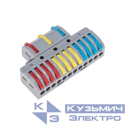 Клемма СМК 3х4 проходная разветвительная 3 полюса с монтажной площадкой (1 ввод 4 вывода на полюс) Rexant 07-5248