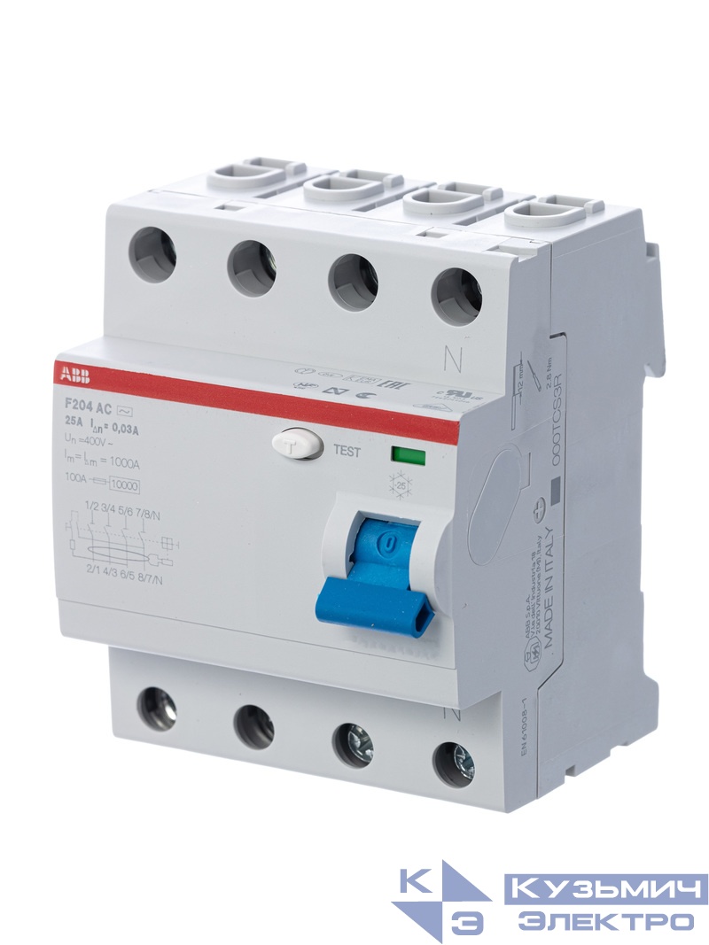Выключатель диф. тока 4п 125А 30мА тип AC F204 ABB 2CSF204001R1950
