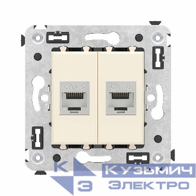 Розетка компьютерная 2-м СП Avanti "Ванильная дымка" RJ45 кат.6 без шторок экранир. механизм DKC 4405794