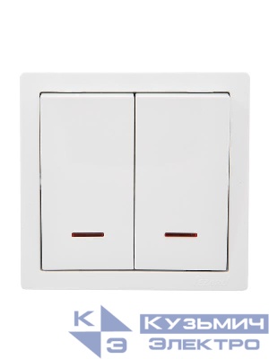 Выключатель 2-кл. ОП LETO с индикацией бел. LEZARD 752-0200-112