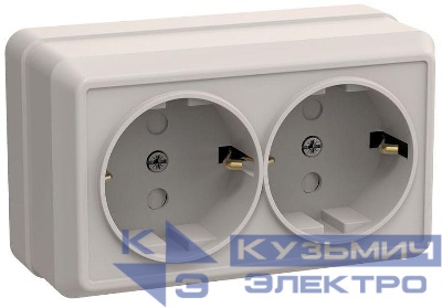 Розетка 2-м ОП Октава РСш22-3-ОКм 16А IP20 с заземл. защ. шторки крем. GENERICA ERO24-K33-16-DC