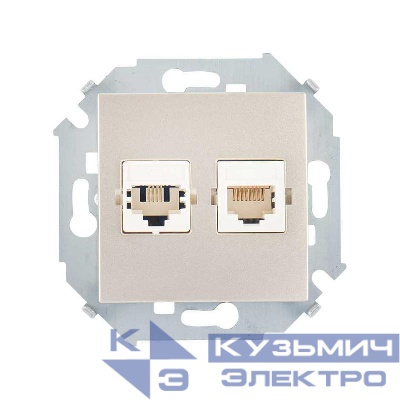 Розетка компьютерная + телефонная 2-м СП Simon 15 RJ45 + RJ11 кат.5E Systimax механизм шампань Simon 1591590-034