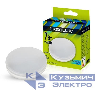 Лампа светодиодная LED-GX53-7W-GX53-4K 7Вт 4500К бел. GX53 180-240В Ergolux 13513