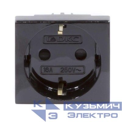 Розетка 1-м 2мод. Viva 16А IP20 2P+E с заземл. защ. шторки черн. DKC 45205