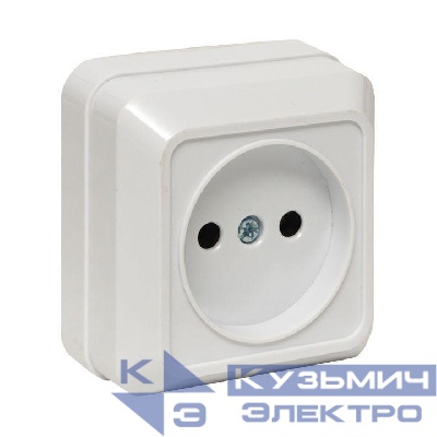 Розетка 1-м ОП Рим 10А IP20 без заземл. бел. EKF ENR10-022-10