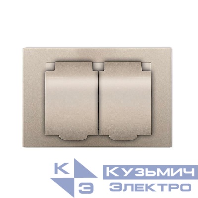 Розетка 2-м СП Афина 16А IP20 с заземл. c крышкой в сборе шампань Universal A0031-Br