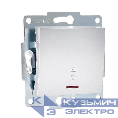 Переключатель проходной 1-кл. 1п СП Karina 10А IP20 с подсветкой матов. механизм серебр. LEZARD 707-4388-114