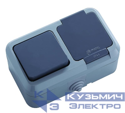 Блок ОП IP44 сер. (1кл. выкл.+роз/крыш) Makel 18150