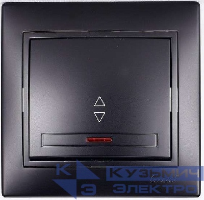 Переключатель проходной 1-кл. 1п СП Mira 10А IP20 с подсветкой со вставкой черн. бархат LEZARD 701-4242-114