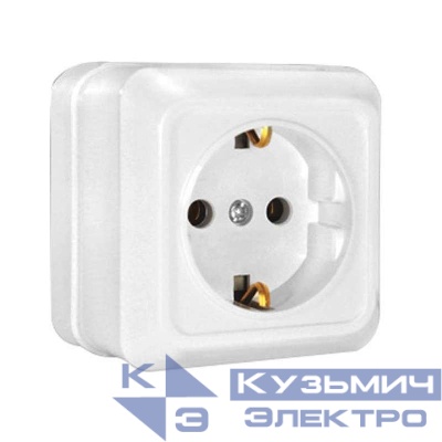 Розетка 1-м ОП Олимп 16А IP20 с заземл. бел. UNIVersal О0028