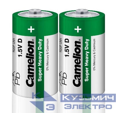 Элемент питания солевой D/R20 R20P-SP2G 1.5В SR-2 (уп.2шт) Camelion 1662