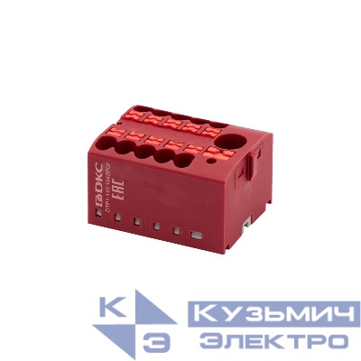 Блок распределительный зажим push-in 1 ввод 6кв.мм 10 точек подключения 2.5кв.мм красн. DKC DTP1-110-104SPUR