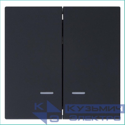 Выключатель 2-кл. СП FD 10А IP20 с подсветкой с накладкой механизм черн. матов. soft touch Jasmart FD3023NPBM
