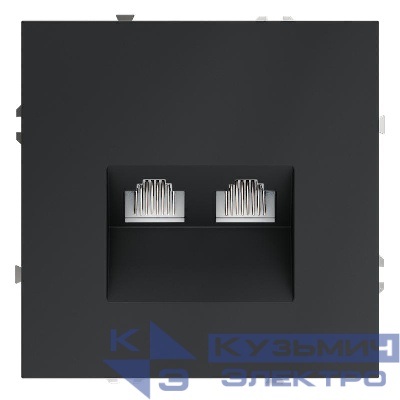 Розетка компьютерная 2-м СП S70 RJ45 + RJ45 кат.6 механизм графит Voltum VLS060207